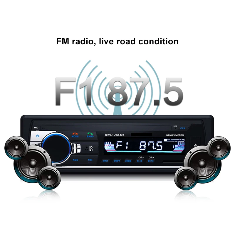 Автомобильный Bluetooth MP3 автомобильный Радио стерео Авто V2.0 12V In-dash 1 Din FM Aux вход