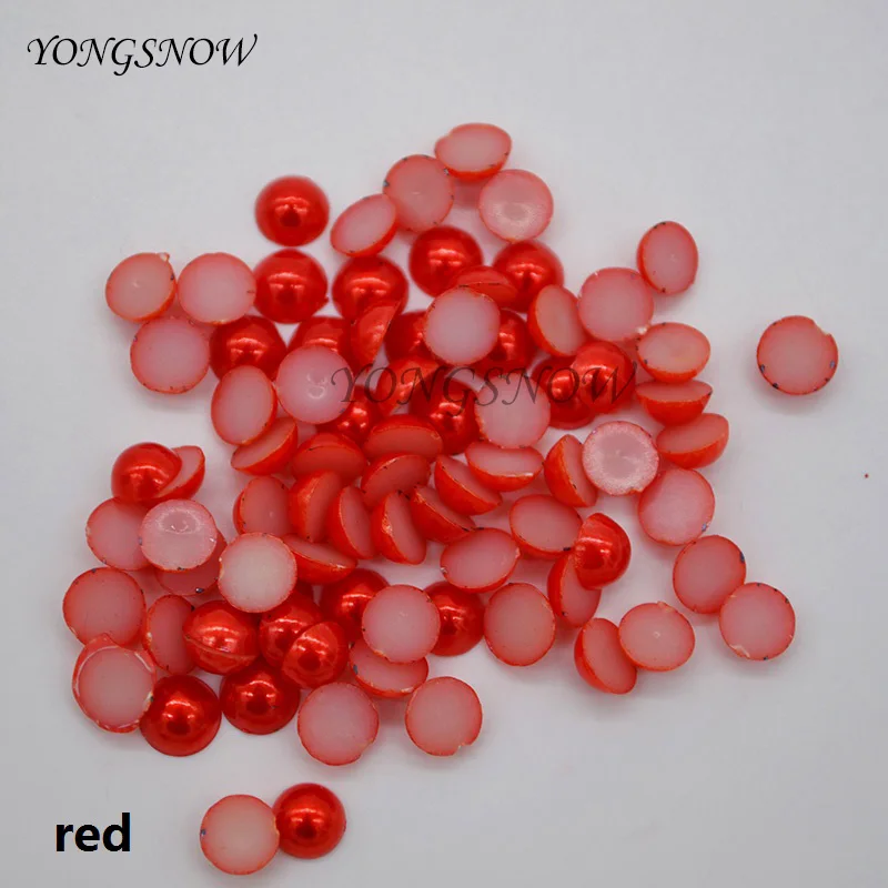 Red 300 шт 6 мм полукруглые бусины имитация жемчуга с плоской задней стороной акриловые бусины Сделай Сам дизайн ногтей Наклейка ювелирные изделия Аксессуары для свадебного украшения - Цвет: Red