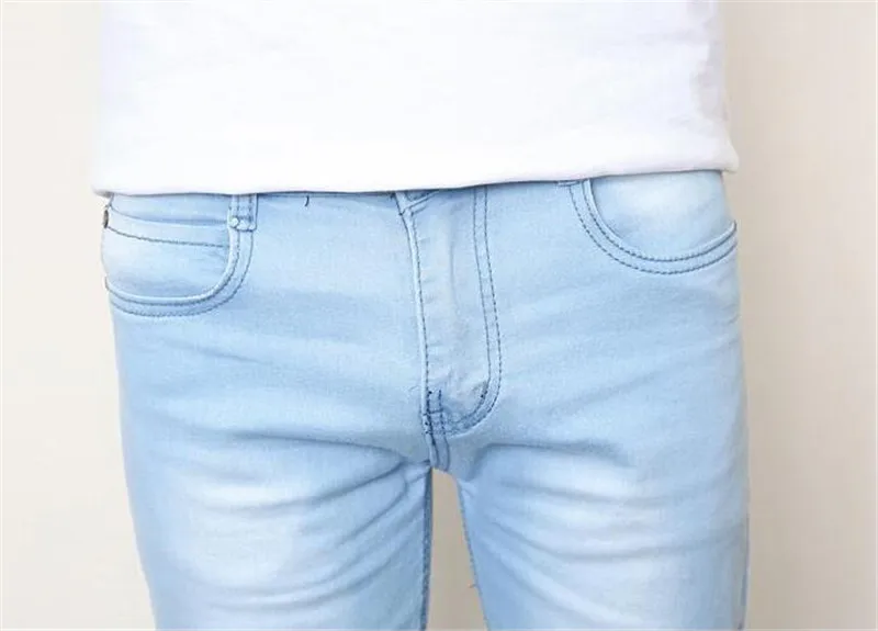 Hot Sale Men's Denim Cheap Jeans Slim Fit Men Pants Stretch Light Blue Trousers High Quality Casual Fashion Cow Boy Male | Мужская