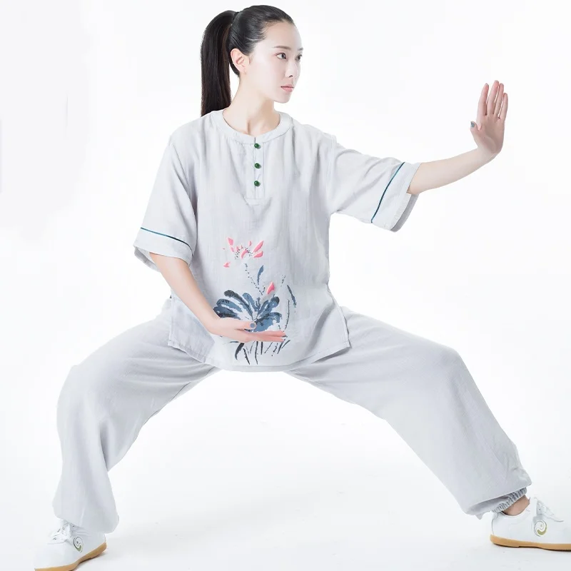 Традиционная китайская одежда для женщин 2019 летняя форма тайцзи с коротким