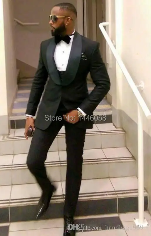 

3 Pieces Bespoke Classic Black Men Wedding Suit Slim Fit Prom Men Suit Custom Made,Tailor Made Groom Tuxedos For Men 2018