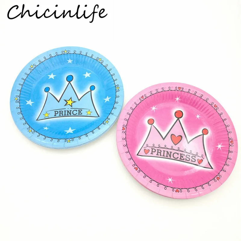 Chicinlife 6 штук пакет Принцесса Принц одноразовые бумажные тарелки мальчик/девочка