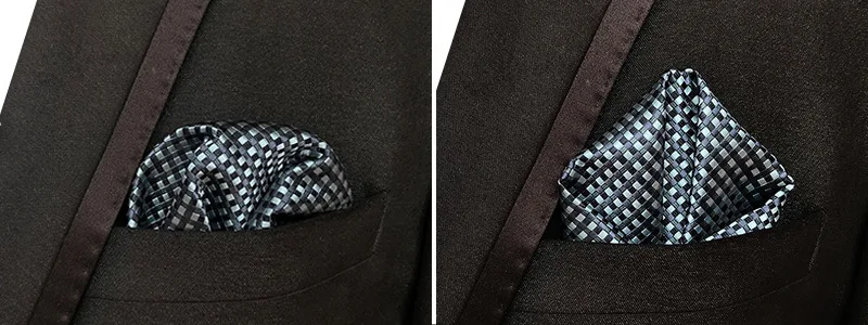 20 цветов Мужской Hanky проверяет, плед полосатый шелковые костюмы Свадебный квадратный Карманный вечерние носовой платок Одежда Аксессуары Шарф
