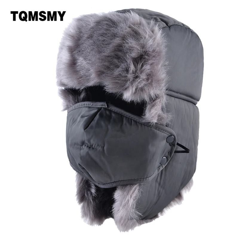 

TQMSMY Solid color bomber hat men winter hats for women masks cap russian thick warm ear flaps bone ushanka snow lei feng caps