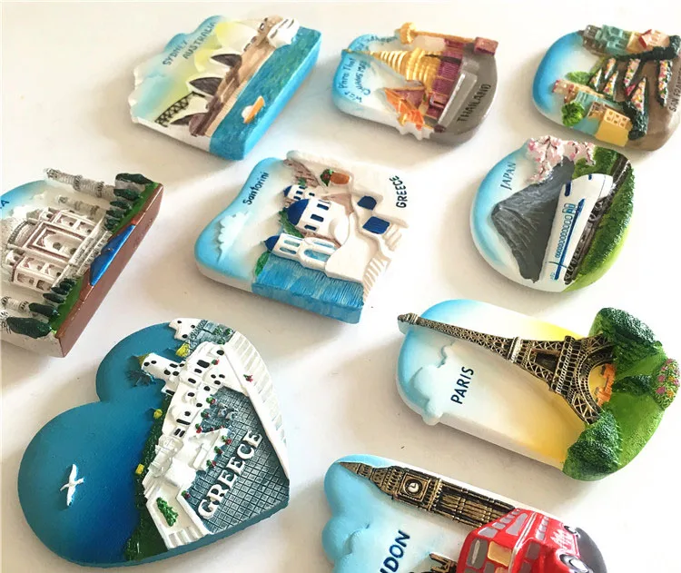Дорожный Сувенирный пейзаж Париж Греция Лондон Япония 3D высококлассные магниты