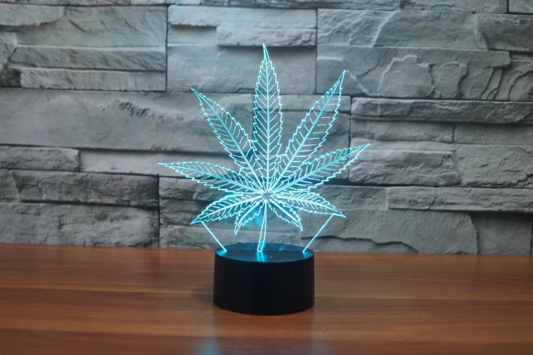 3D светодиодный Настольный светильник в виде кленового листа марихуаны, светодиодный ночник, акриловая цветная градиентная атмосферная лампа, лучшие подарки, акция