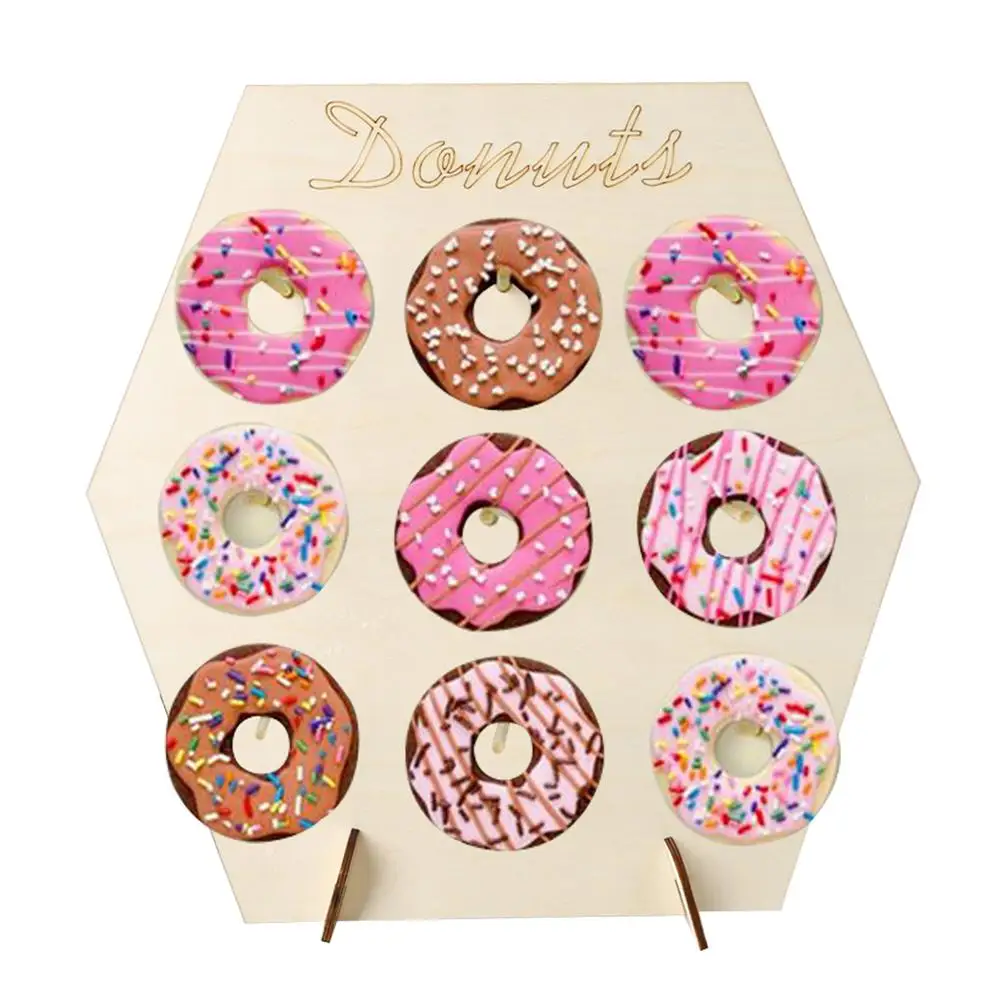 Donuts Stand Деревянная подставка для шоколадных пончиков в форме сердца 3D подставка для десерта для свадебной вечеринки украшение дома Свадебная вечеринка - Цвет: Donuts Stand