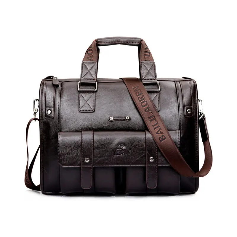 Brown Small Scione мужской портфель из искусственной кожи, Вместительная деловая сумка-мессенджер на плечо для ноутбука, Высококачественная офисная сумка для путешествий - Цвет: Brown Small