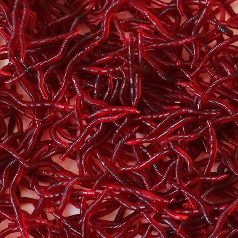 200 шт./лот мягкие строю моделирование дождевых червей красные черви