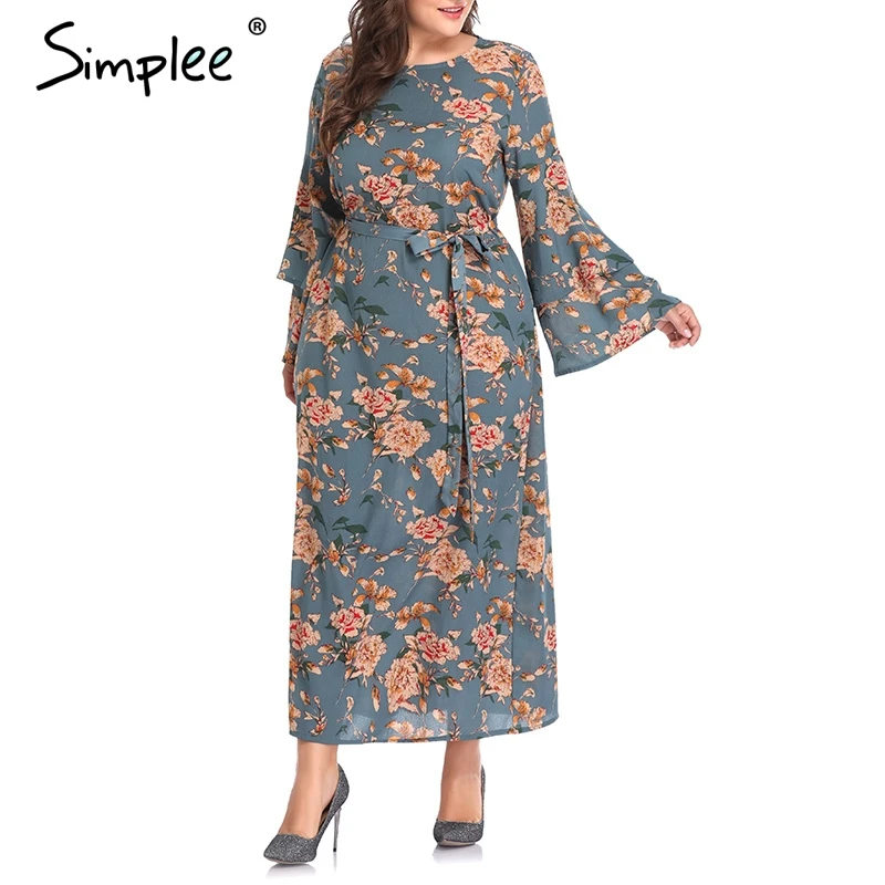 Летнее женское шифоновое длинное платье Simplee с цветочным принтом свободное макси