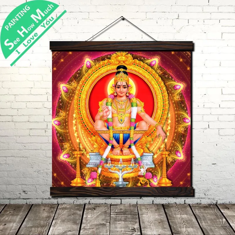 Винтажная картина Shiva Ayyappa с прокруткой холст винтажными плакатами и принтами