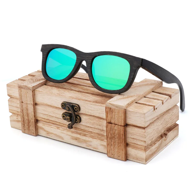 Green Wood Box Новинка; в стиле ретро; в тренде поляризованные детские солнцезащитные очки бамбуковые деревянные солнцезащитные очки анти-солнцезащитные очки линзы TAC UV400 солнцезащитные очки - Цвет линз: Green Wood Box