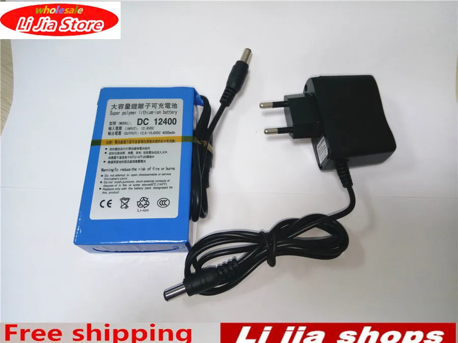 DC 12 V 4000 mAh Li-lon DC12V супер перезаряжаемая батарея+ зарядное устройство переменного тока+ взрывозащищенный переключатель US/EU вилка