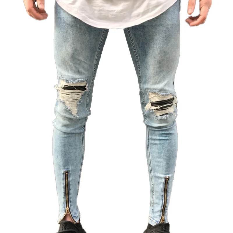 Qoolxcwear Джинсы для женщин отверстие Jogger обтягивающие джинсы Для мужчин Байкер Джинсы для женщин карандаш брюки Для мужчин S Молния Рваные джинсы Для мужчин