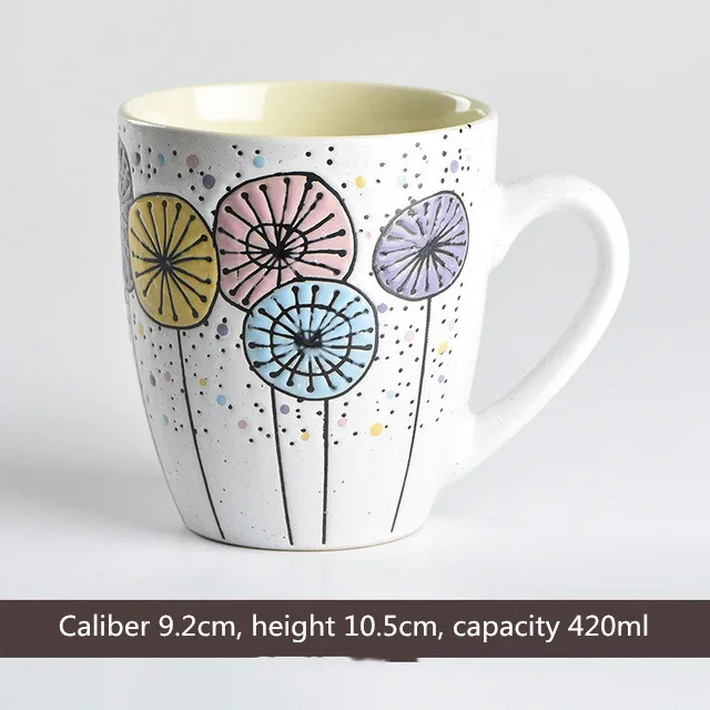 coffee mug 420 мл ручная роспись цветок керамическая кофейная кружка украшения дома Красивая посуда для напитков чай молоко чашка стакан чашка для воды подарок на день рождения - Цвет: coffee mug
