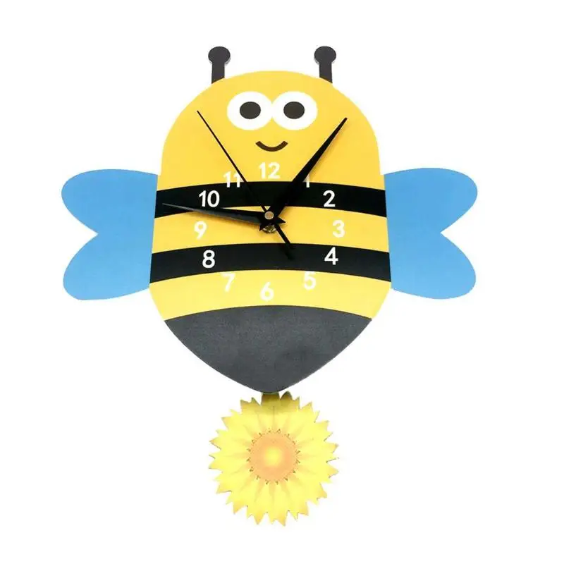 Bee Мультяшные настенные часы с животными, американский пожарный двигатель, настенные Подвесные часы для детей, украшения для спальни, украшение для дома - Цвет: Bee