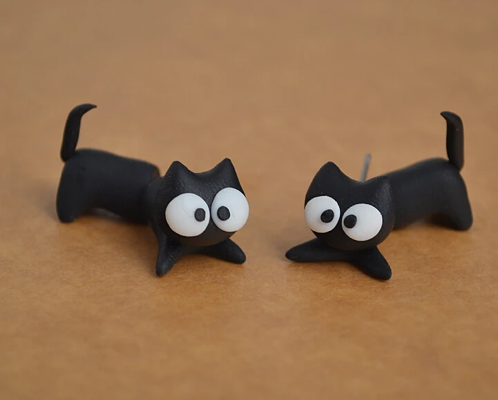 2015 милые женские серьги-гвоздики ручной работы из полимерной глины с объемными