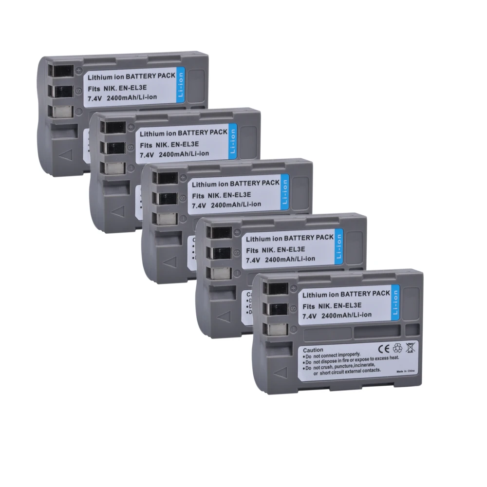 5 шт. 2400 мАч EN EL3e ENEL3e EL3E Аккумуляторы для Nikon D30 D50 D70 D70S D90 D80 D100 D200 D300 D300S D700 цифровая