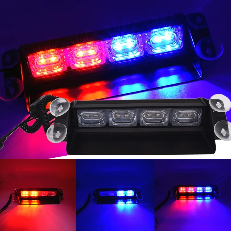 

High Power 8LED 24W Sucker flashing Car Boat Truck Dash Strobe Light Emergency PoliceLamps Strobe Lights White/Yellow/Red/Blue