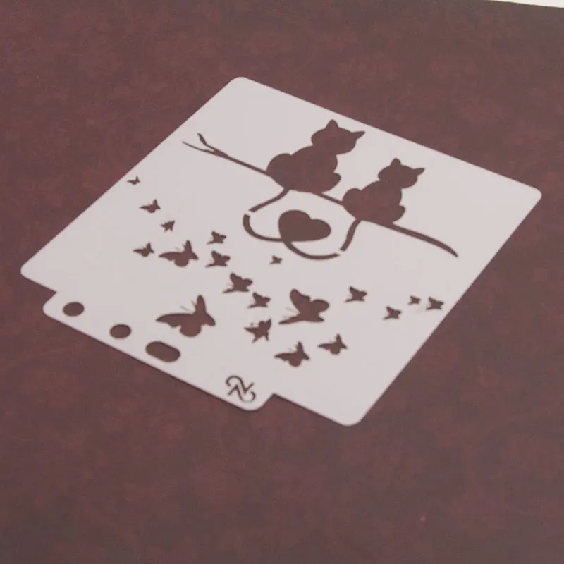 5 дюймов кошки любовь сердце ремесло Многослойные трафареты настенная живопись