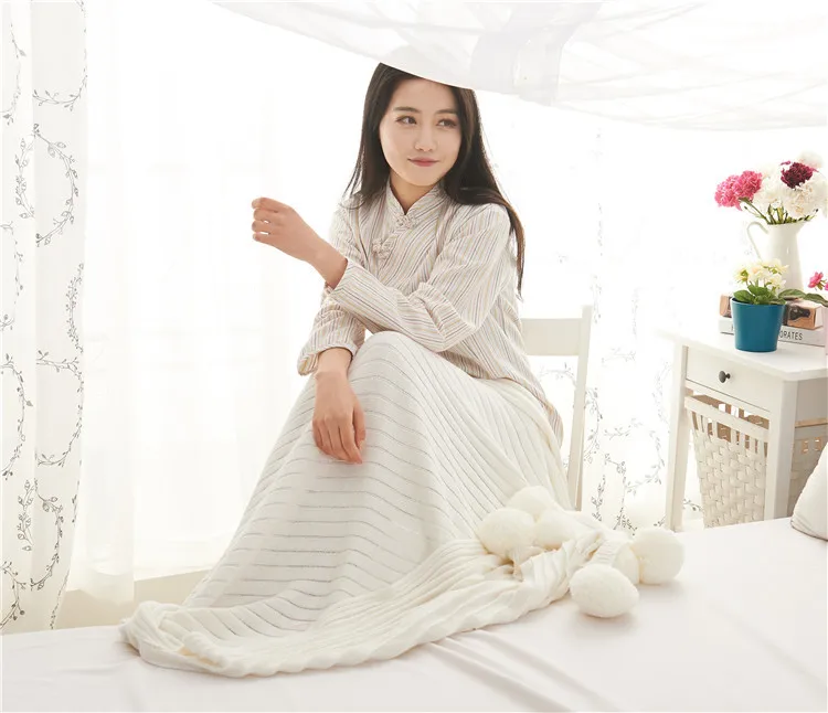 

Drop shipping solid Plaids explosion Pink white grey knitted blanket throw cobertor Knit Ball blankets bed sofa cover 120*160cm