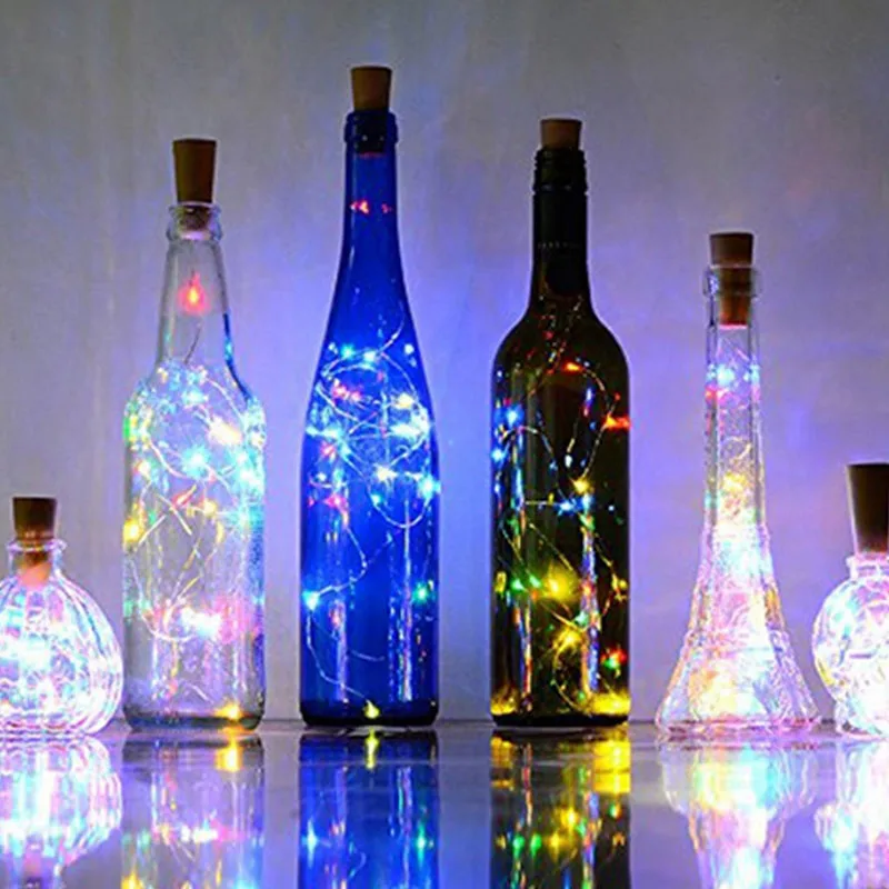 2 м 20LED серебряная проволока Сказочная гирлянда пробка для бутылок стекла