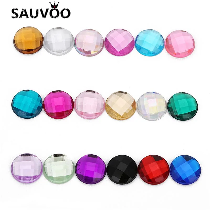 Sauvoo 200 шт. 18 различных Цвет акрил личико Кабошон бусины 10 мм Flatback Fit DIY Цепочки и