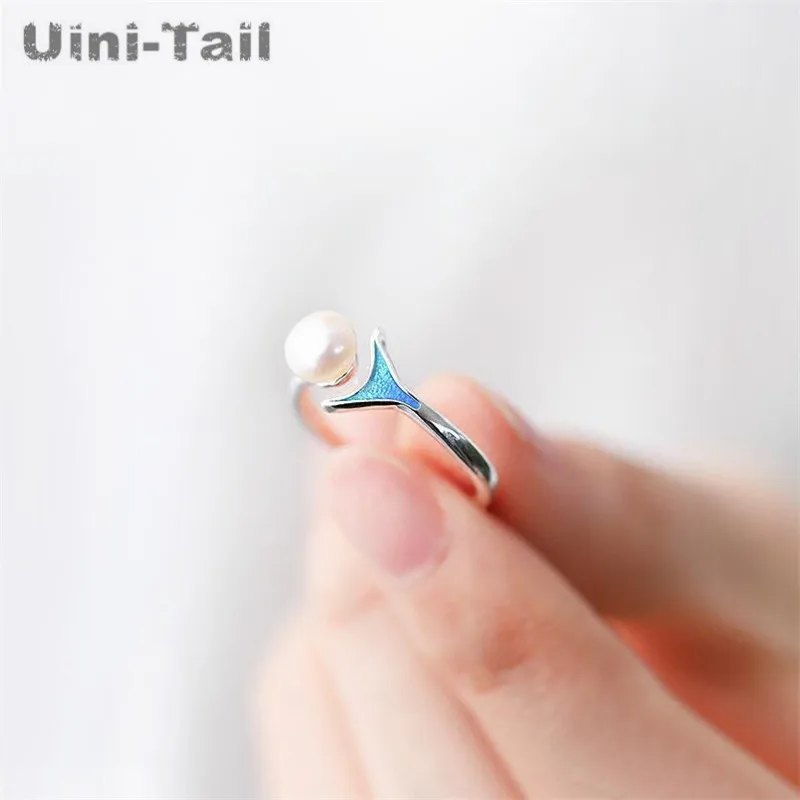 Женское кольцо рыбий хвост Uini-Tail Открытое из стерлингового серебра 925 пробы с