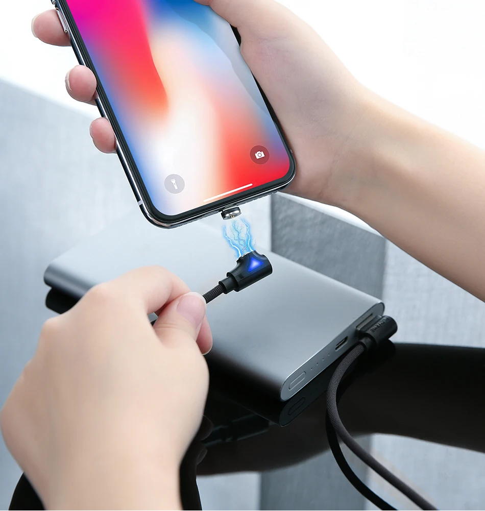 Магнитный usb-кабель для iPhone, зарядное устройство, магнитный Micro USB type C кабель для samsung huawei Xiaomi зарядный провод, освещающий 1 м