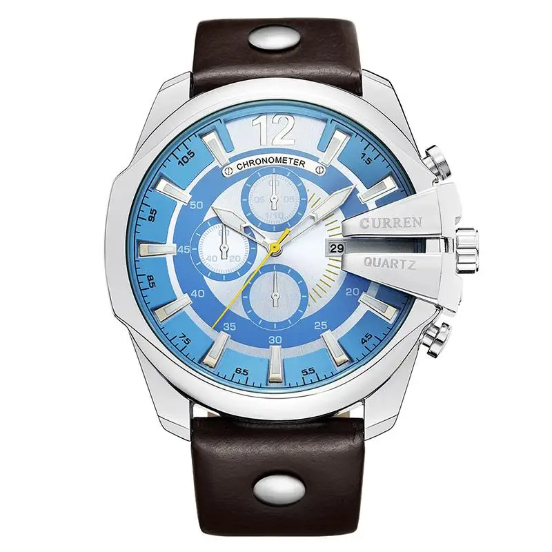 Silver Blue CURREN золотые мужские часы Топ Роскошные модные повседневные Брендовые Часы золотые кварцевые часы мужские часы Relogio Masculino - Цвет: Silver Blue