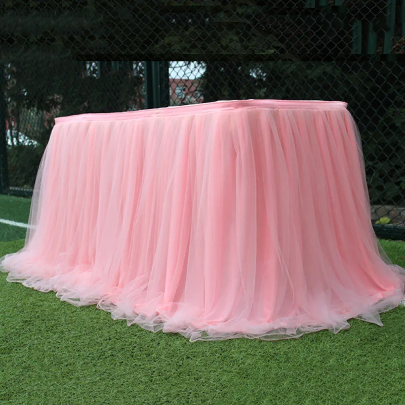 G Tutu Tulle table skirt эластичная сетка тюль столовая скатерть для свадебной вечеринки украшение стола домашний текстиль аксессуары - Цвет: G