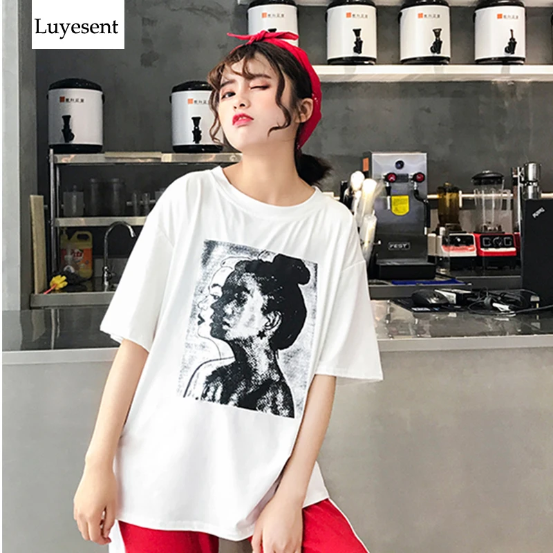 Women Print Photo Charactor Round Neck Short Sleeve White Femme Fashion T Shirts 2019 New Arrived Lady Top Low Price | Женская одежда