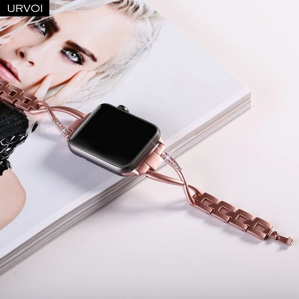 URVOI браслет цепочка для Apple Watch ремешок из нержавеющей стали iWatch девушка мода