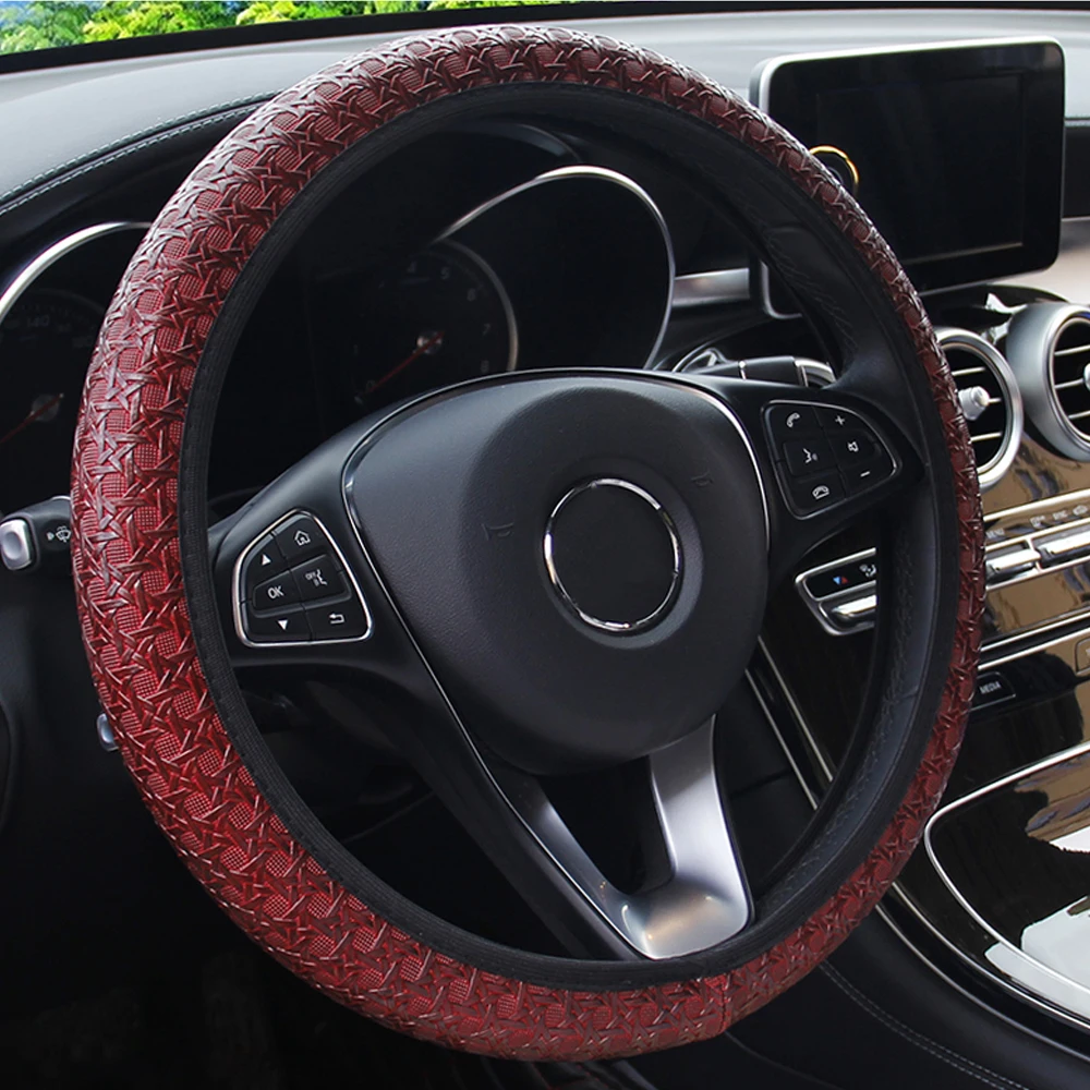 Wine Red FORAUTO чехол рулевого колеса автомобиля Универсальный диаметр 38 см Авто рулевые Чехлы автомобиля-Стайлинг Авто украшения аксессуары для интерьера - Название цвета: Wine Red