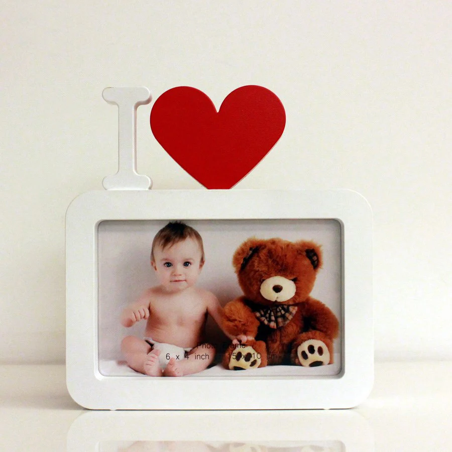 Я люблю тебя 6 дюймов фоторамка красный в форме сердца с одной фотографии для