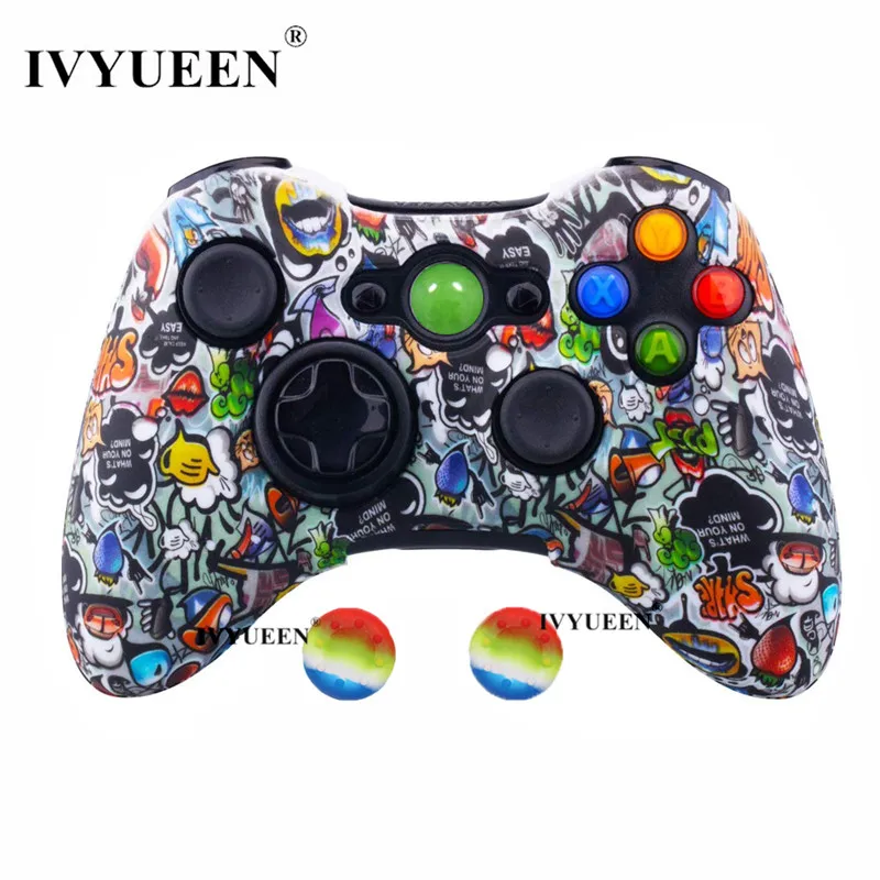 Graffiti F IVYUEEN для microsoft Xbox 360 проводной/беспроводной контроллер силиконовый резиновый защитный чехол с кожаными ручками аксессуары для игр - Цвет: Graffiti F