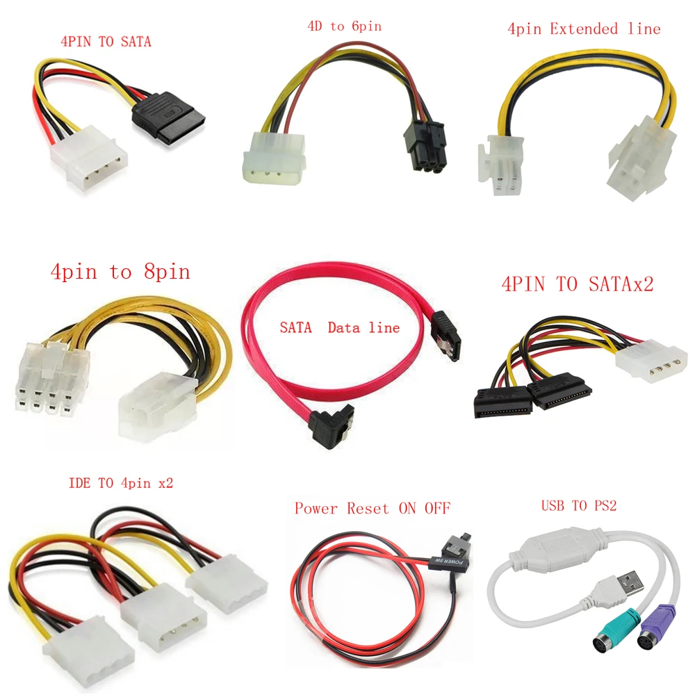SATA линия передачи данных USB для PS2 4PIN 8pin сброс питания на Выкл Sata 4pin расширенная