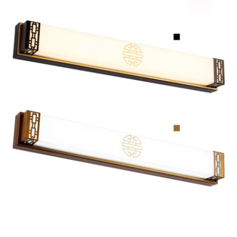 

New Chinese vintage bronze hollow iron wall lamp home deco retro bathroom acrylic mirror lighting LED warm light four choose