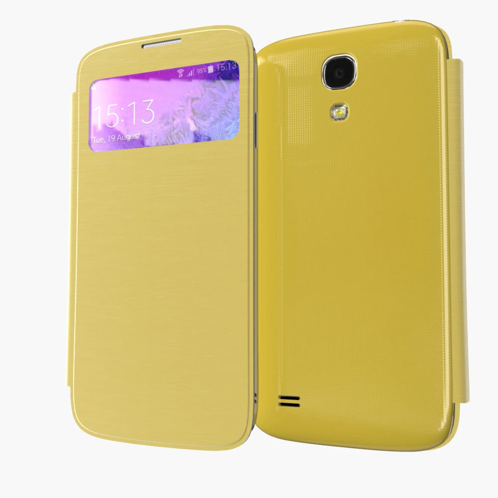 Кожаный чехол для Samsung Galaxy S4 SIV I9500 9500 с откидной крышкой и окошком обзора
