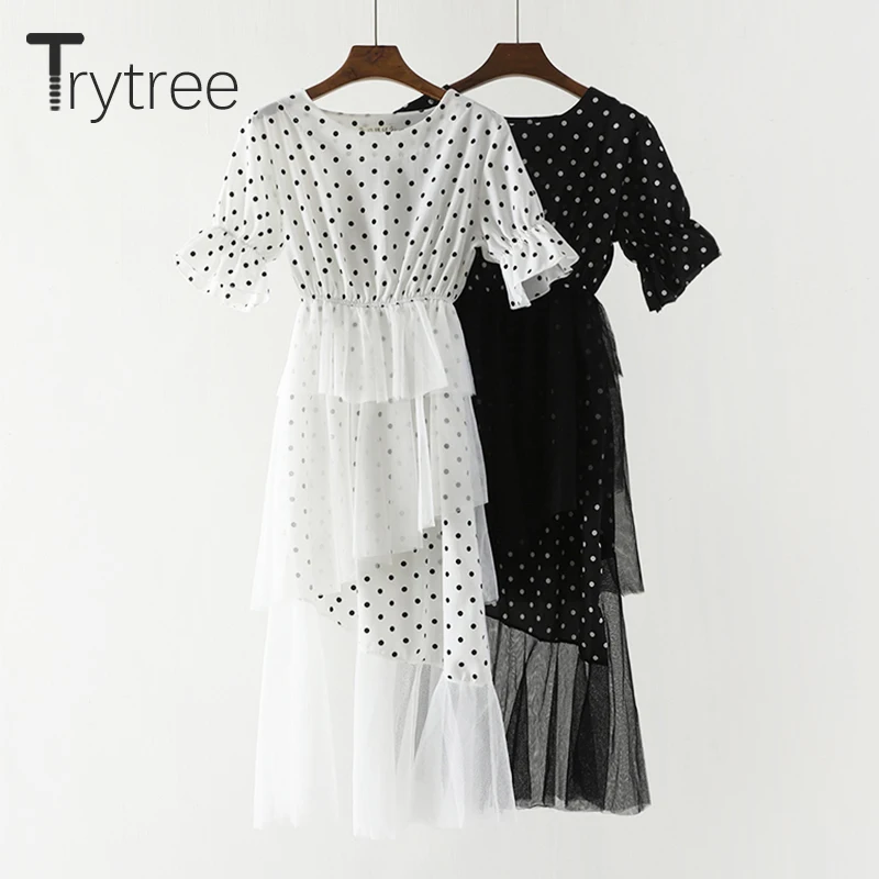 Trytree летнее модное платье для женщин асимметричное Каскадное Плиссированное