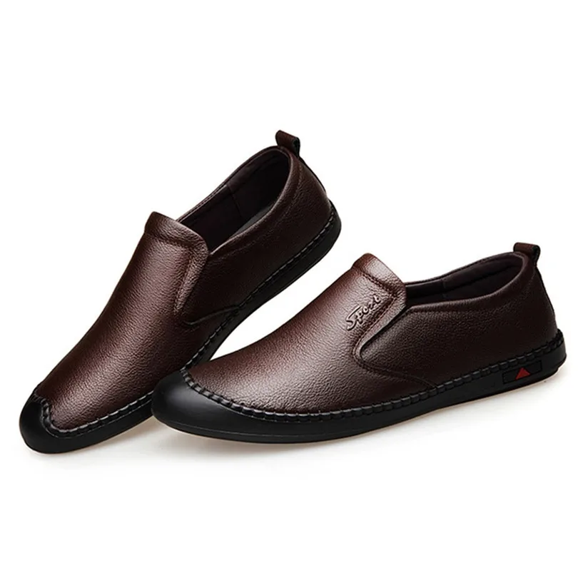 LIN KING Comfortable Genuine Leather Men Casual Shoes Slip On Lazy Loafers Spring Autumn Man Soft Light Footwear Flats | Обувь
