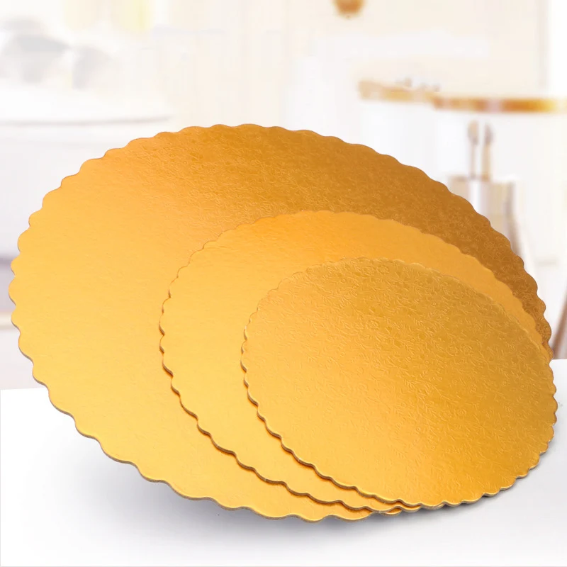 

5pcs 6/8/12inch Cake Hard Paper Pad Wedding Birthday Party Trays Gold Card Board Flower Lace Round Cake Boards Cake Decorating