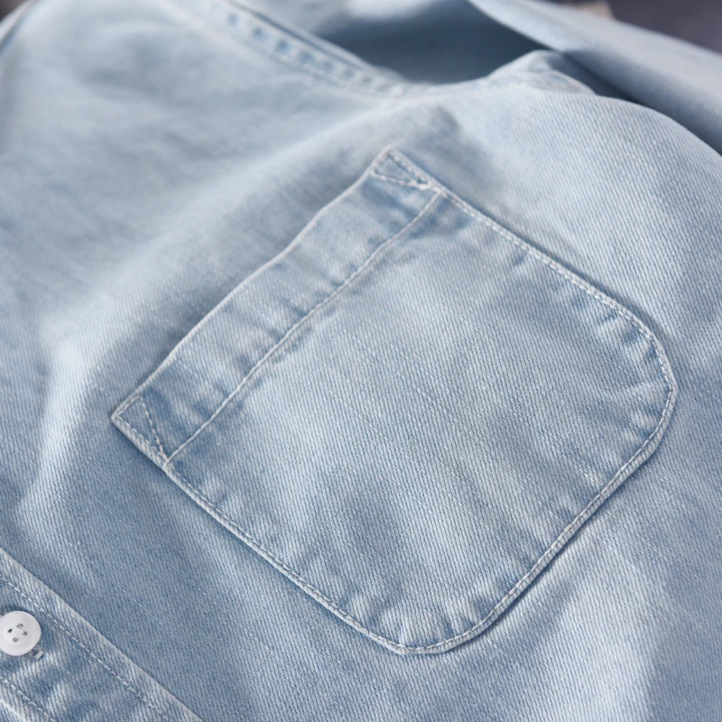 2019 мужская хлопковая джинсовая рубашка брендовая однотонная Повседневная