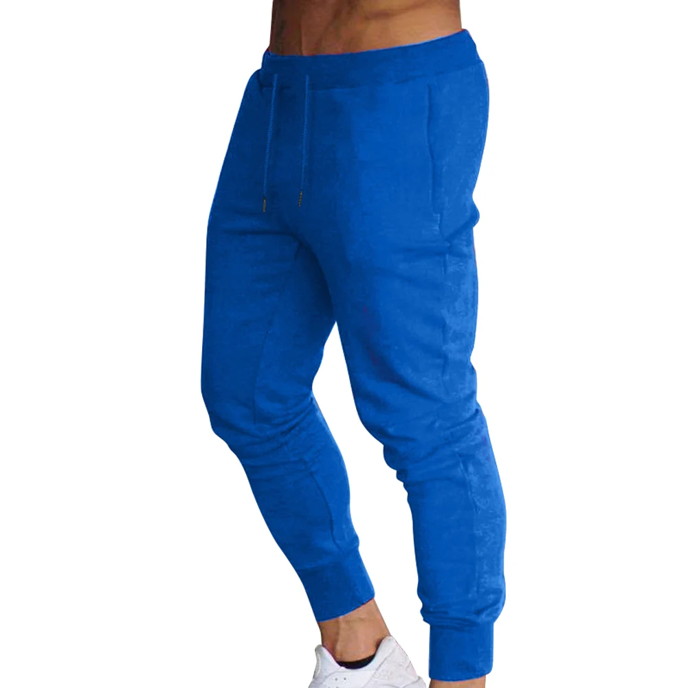 New Hot Men Slim Fit Solid Color Pants Trousers Drawstring Casual for Jogging Sport YAA99 | Мужская одежда
