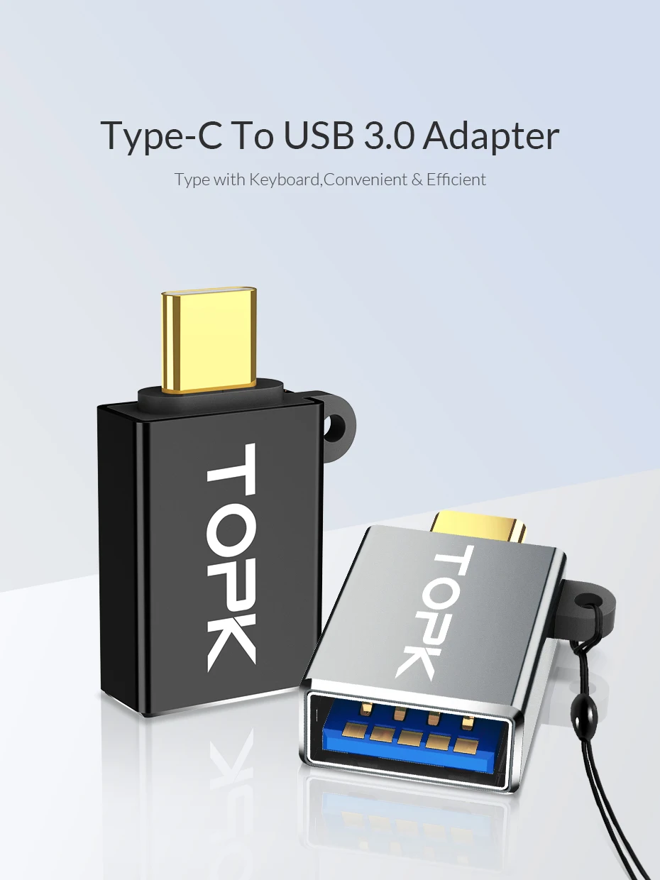 TOPK AL01 usb type C OTG адаптер USB C к USB 3,0 конвертер для Xiaomi Mi 8 9 HuaWei mate P30 P20 samsung Galaxy S8 S9 S10