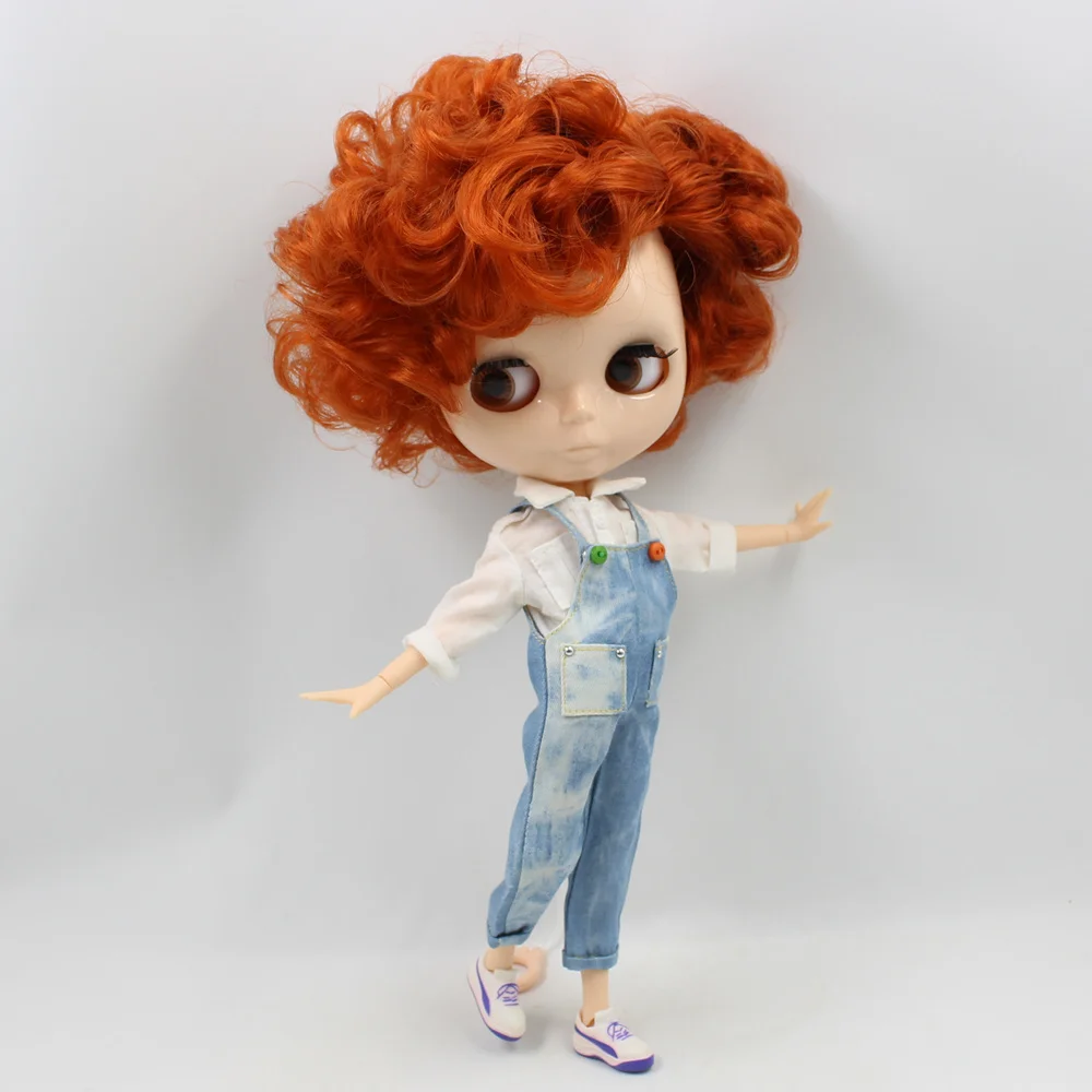 Blyth Обнаженная Кукла для мальчиков и мужчин, Короткие вьющиеся каштановые волосы, без макияжа, белая кожа, подходит для DIY No.90BL1207