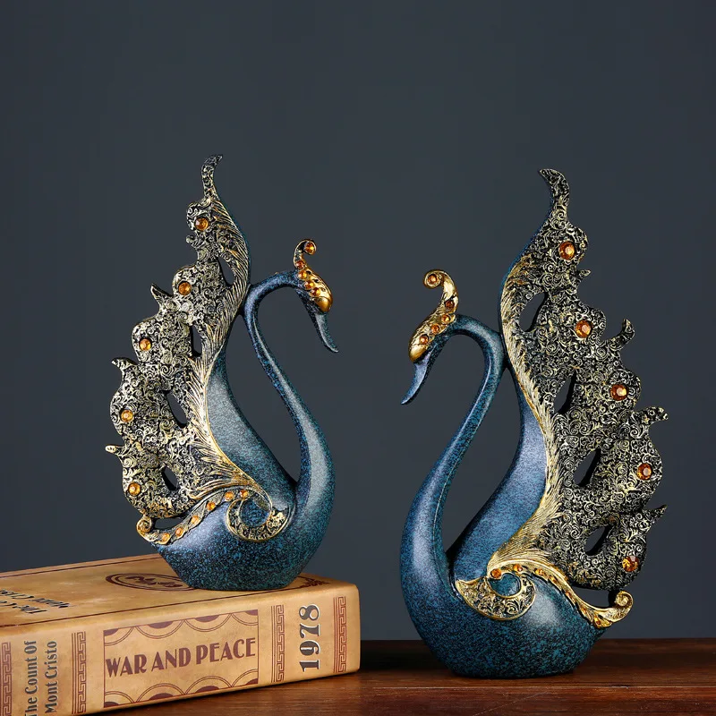 European luxury Creative resin ornaments in the shape of a swan home decoration crafts TV cabinet office statues accessories wed