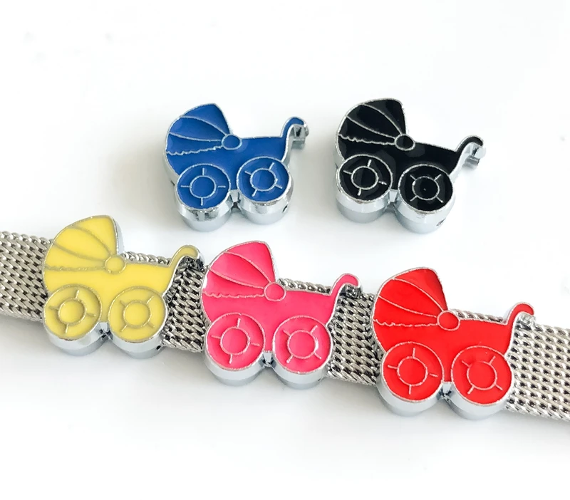50 шт 8 мм Эмаль Красочные Детские коляски горка амулеты Бусины Подходят воротник