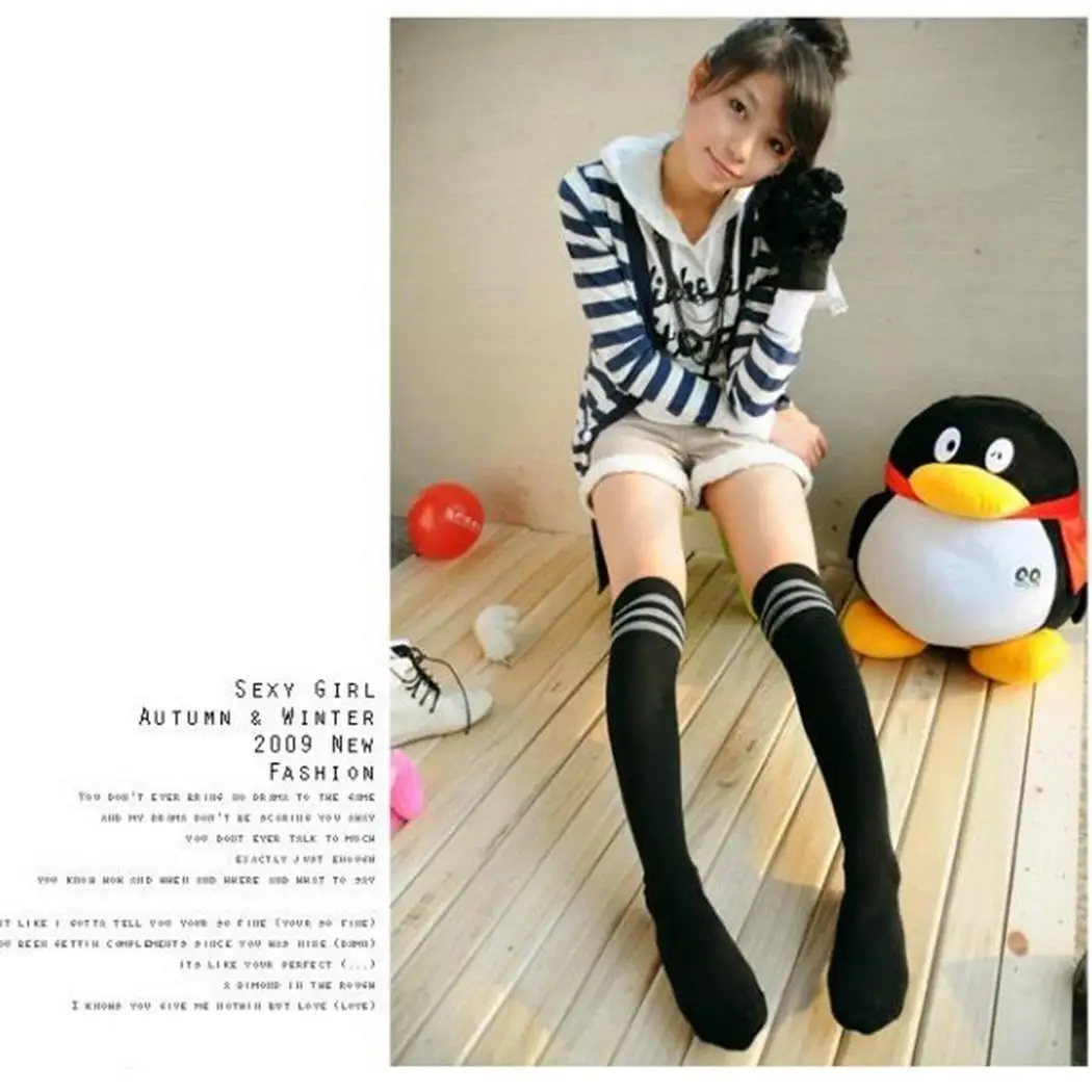 Женские длинные носки в полоску платье для девочек гольфы до бедра Косплей Школа