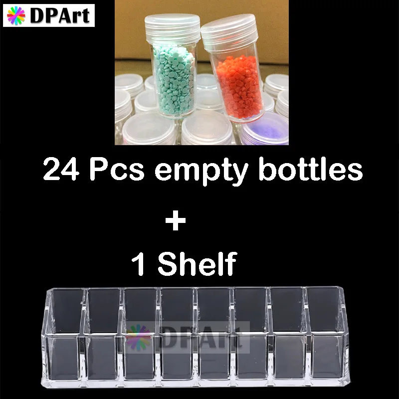 1Shelf 24Bottles Пустая коробка для бутылочек 15 мл емкость для 7 мешков бисер алмазная живопись контейнер для бисера полка для хранения, коробка полная квадратная/круглая дрель M517 - Цвет: 1Shelf 24Bottles